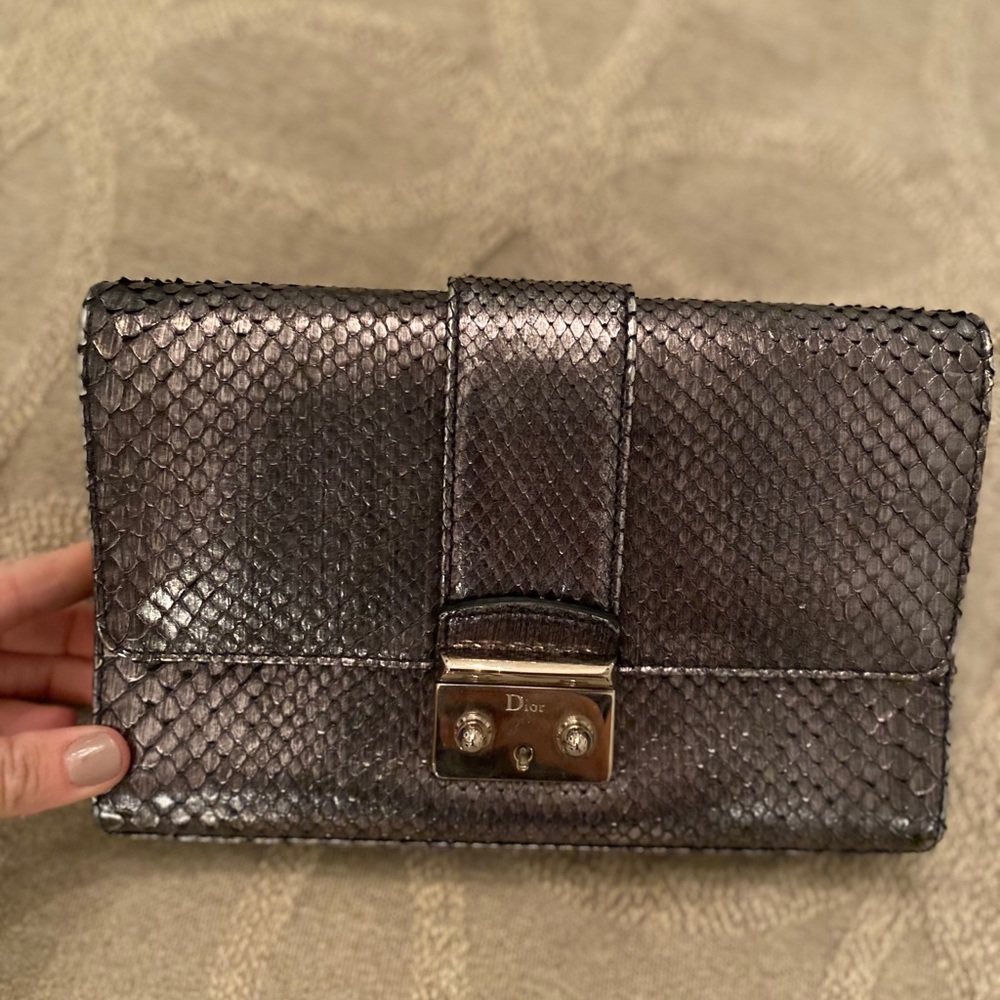 Gorgeous Barely Worn Dior Silver Python Clutch. - image 1